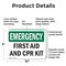 Signmission First Aid And CPR Kit, 10 in W x Rectangle, Plastic OS-2PACK-EM-P-710-L-10366 - alternate 5